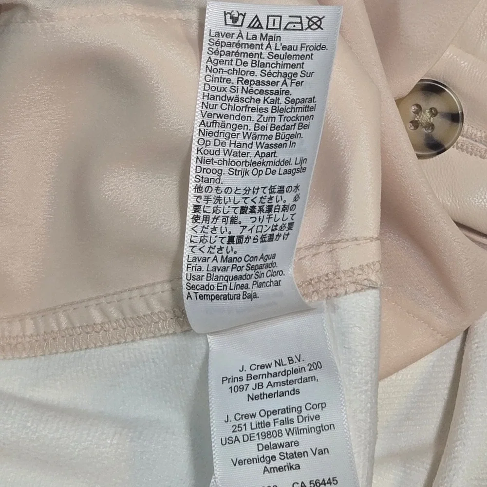 J. Crew Cream Faux Leather Midi Skirt Front Slit High Waist Ivory Size 8 Office